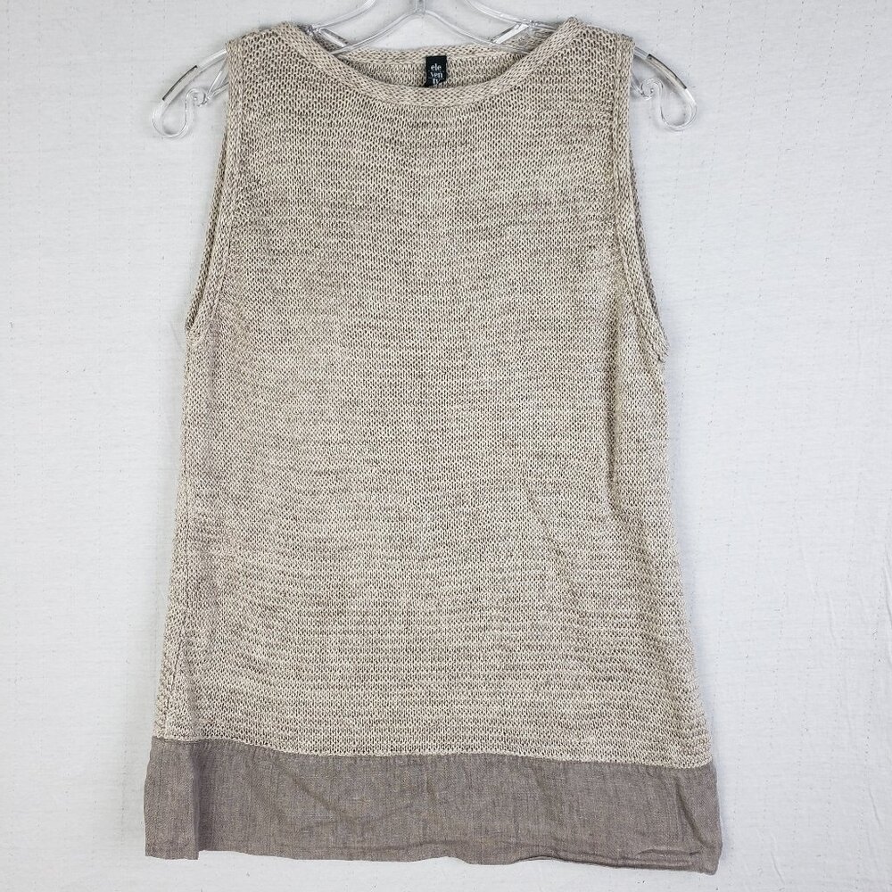Eleventy Knitted Top 100% Linen Woven Sleeveless Neutral Ivory size S Minimalist